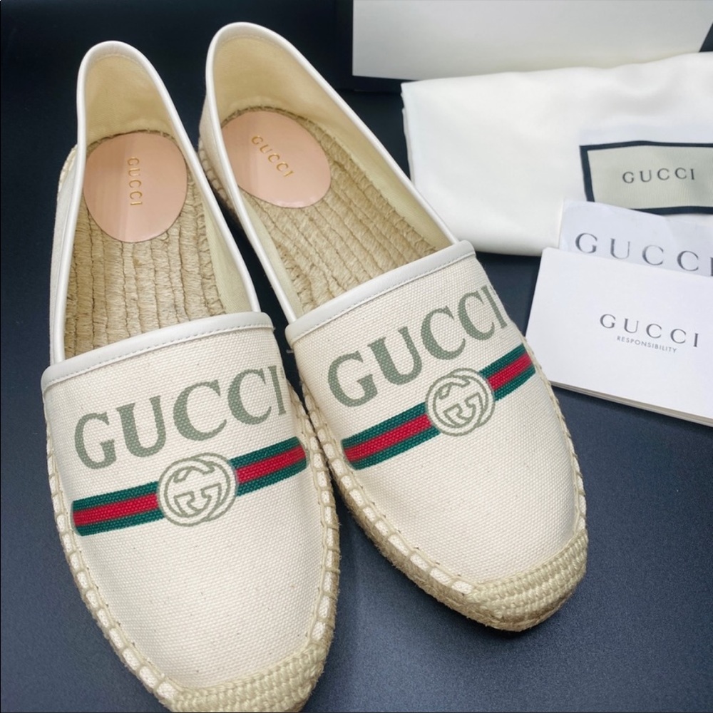 Gucci women’s espadrilles, new with box and guarantee card